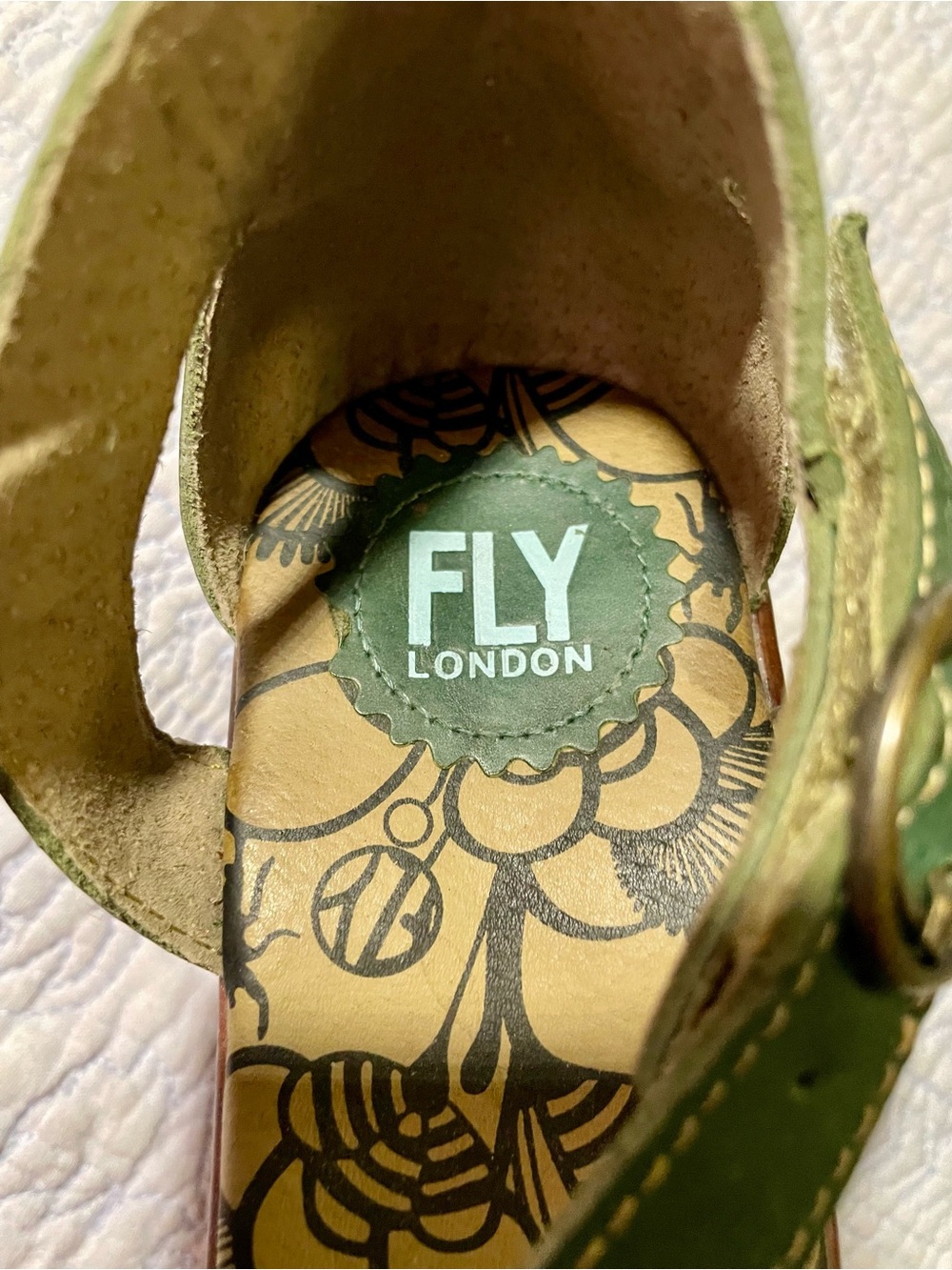Fly London Green Women’s Leather Wedge Sandals - Strappy Comfort - Picture 6 of 7